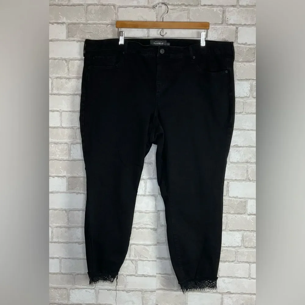 Torrid Premium Black Distressed Skinny Jeans Size 26T